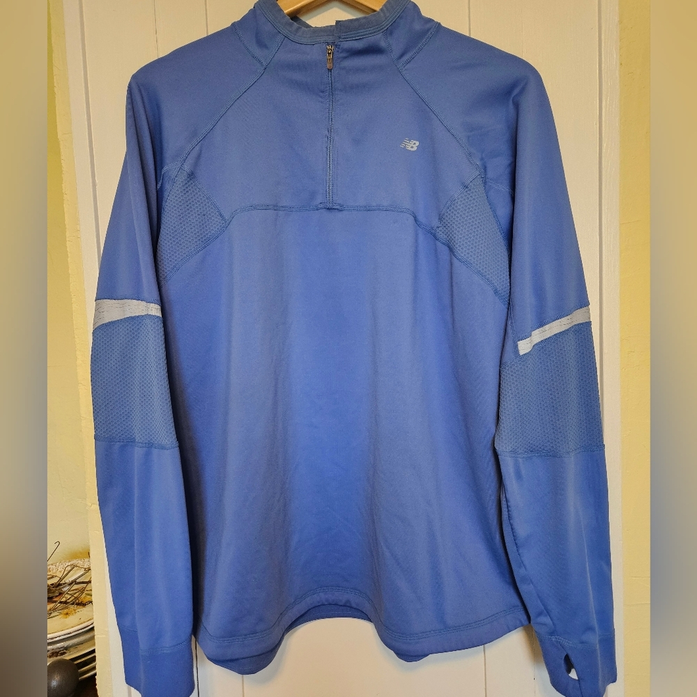 New Balance Womens Running Reflective Pullover Quarter Zip Blue Size 2XL